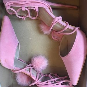 Pink Pom Pom heels